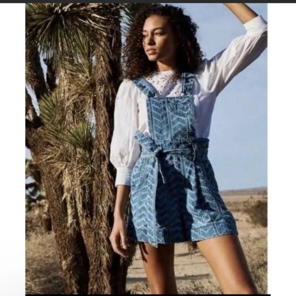 Happy x Nature Cosmo Blue Denim Shortalls Romper Overalls Size 18 - Picture 1 of 5